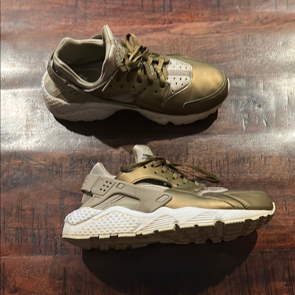 Nike Olive Green and White Sneakers